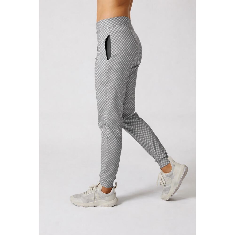 Ultracor Green Gingham Plaid Beta Jogger Pants Pockets Pull On Womens Large